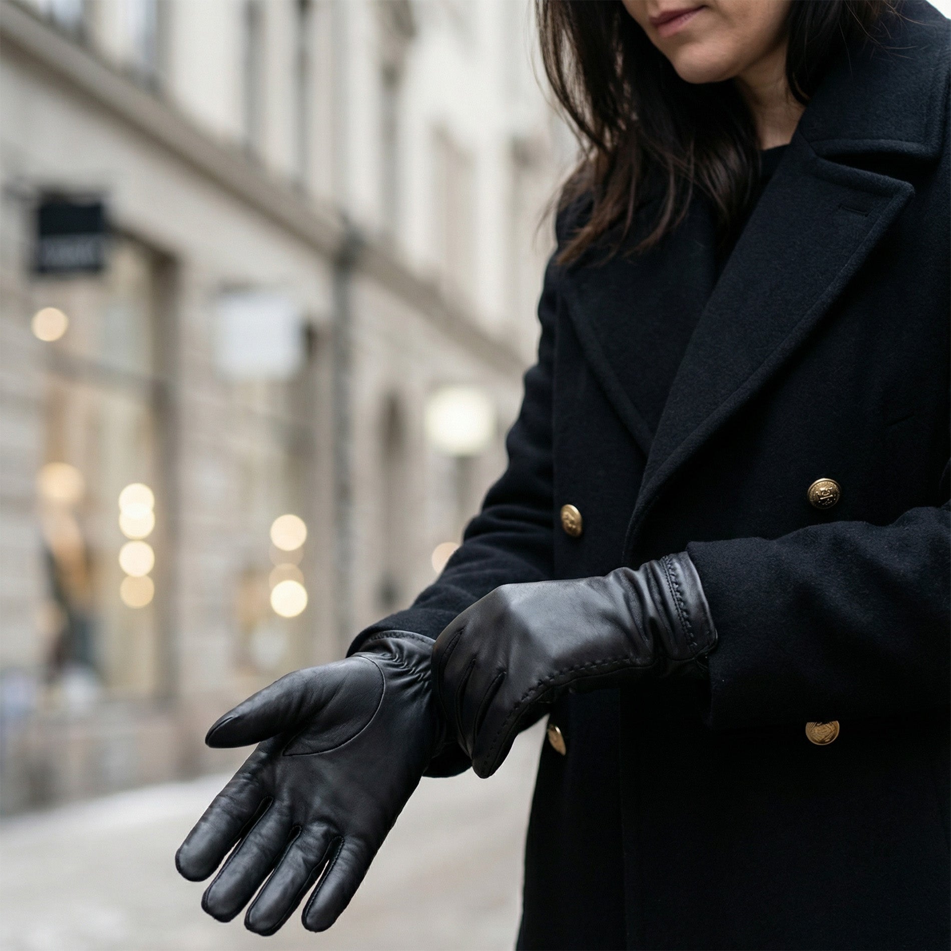 Aurora GoldenLine ts nahkahanskat W - musta