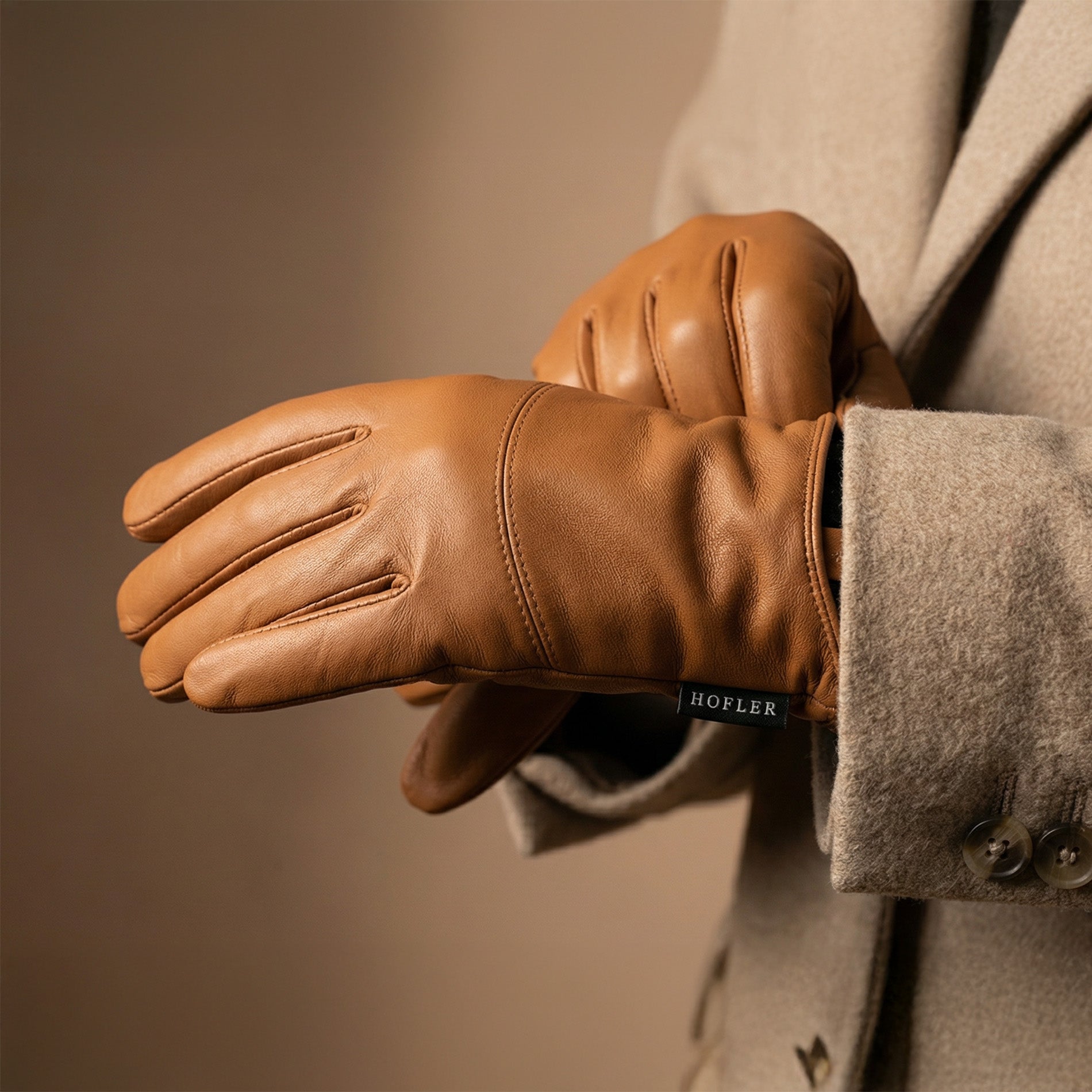 Jenna nahkaiset kosketusnäyttöhanskat W - nougat